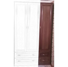 Шкаф-пенал  1 дверный с ящиками (дверь с зеркалом) Модуль 14  Модульная гостиная 