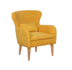 Кресло мягкое Оливер, желтый ножки бук или орех