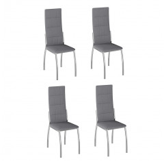 Комплект стульев Юджин (4 шт), хром рогожка серая