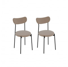 Комплект стульев Стивен (2 шт), черный велюр песочный