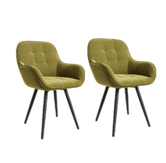 Комплект стульев Сильвер (2 шт), черный велюр желтый