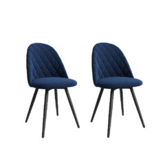 Комплект стульев Диор (2 шт), черный велюр синий